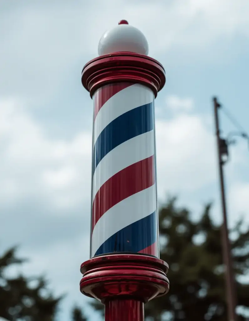 Imagem de um Poste De barbeiro "Barber Pole" Tradicional.